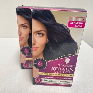 2 Schwarzkopf Keratin Anti-Age Hair Color Permanent 1.1 Midnight Black